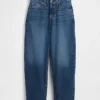 Cropjeans met hoge taille en wijd uitlopende pijpen