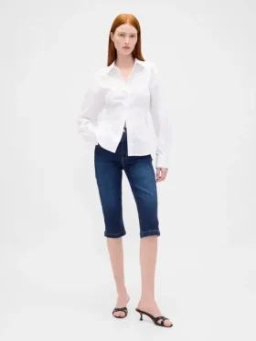 Cropped capri-Jeans met hoge taille
