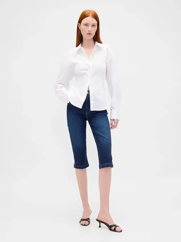Cropped capri-Jeans met hoge taille