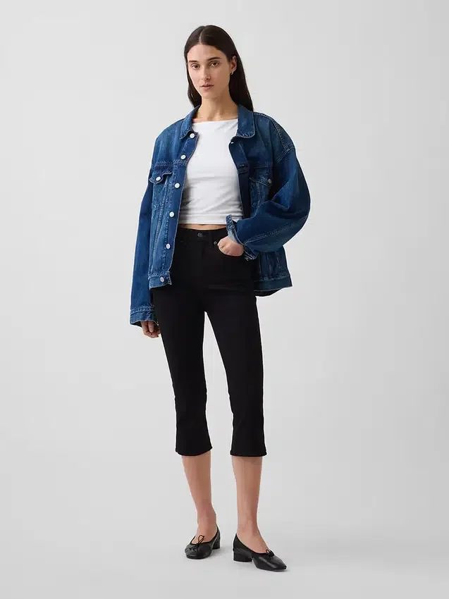 Cropped capri-Jeans met hoge taille