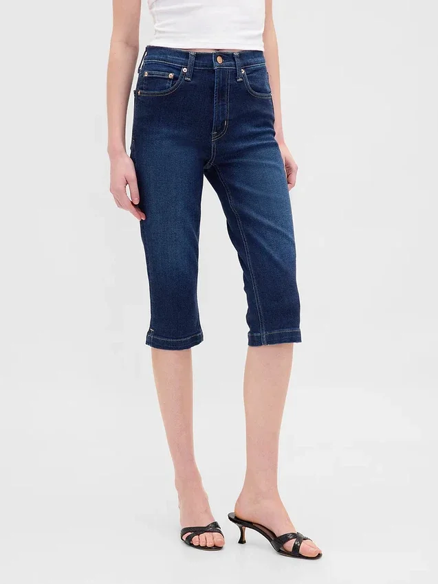 Cropped capri-Jeans met hoge taille