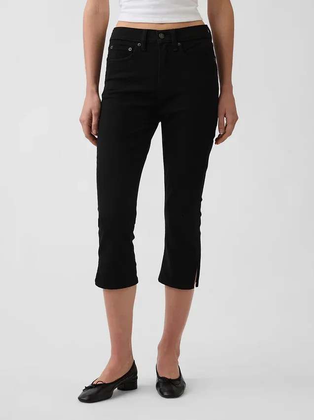 Cropped capri-Jeans met hoge taille
