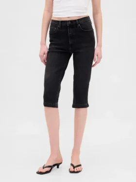 Cropped capri-Jeans met hoge taille