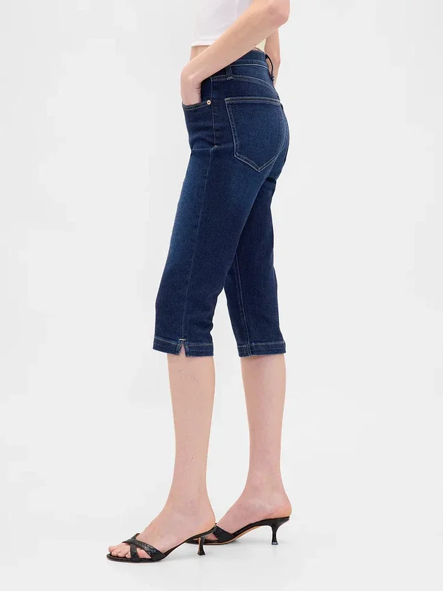 Cropped capri-Jeans met hoge taille