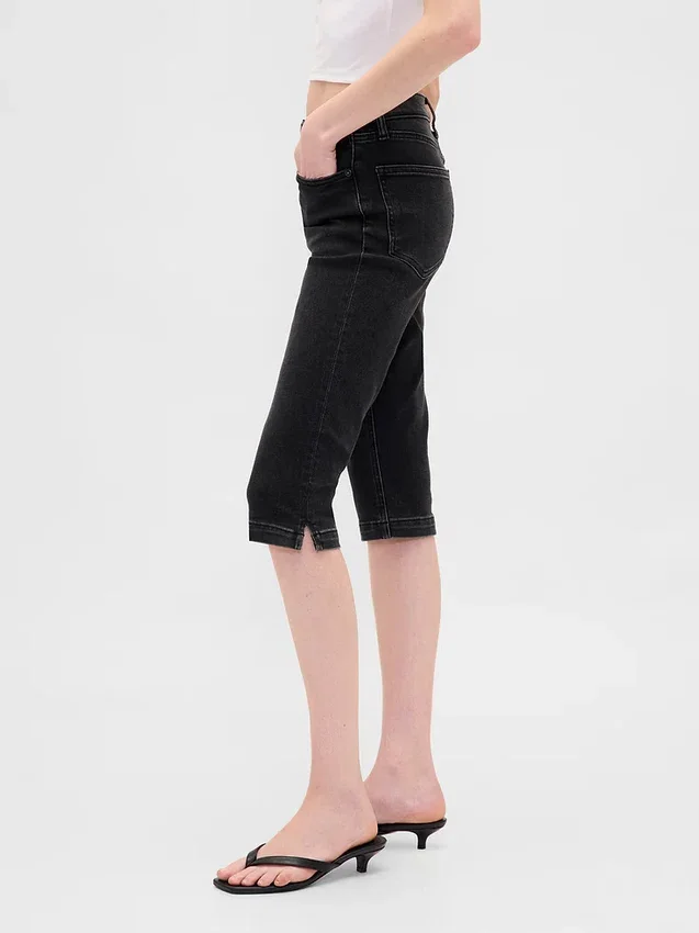 Cropped capri-Jeans met hoge taille