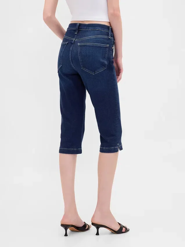 Cropped capri-Jeans met hoge taille