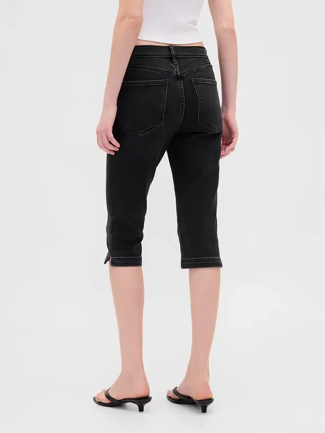 Cropped capri-Jeans met hoge taille