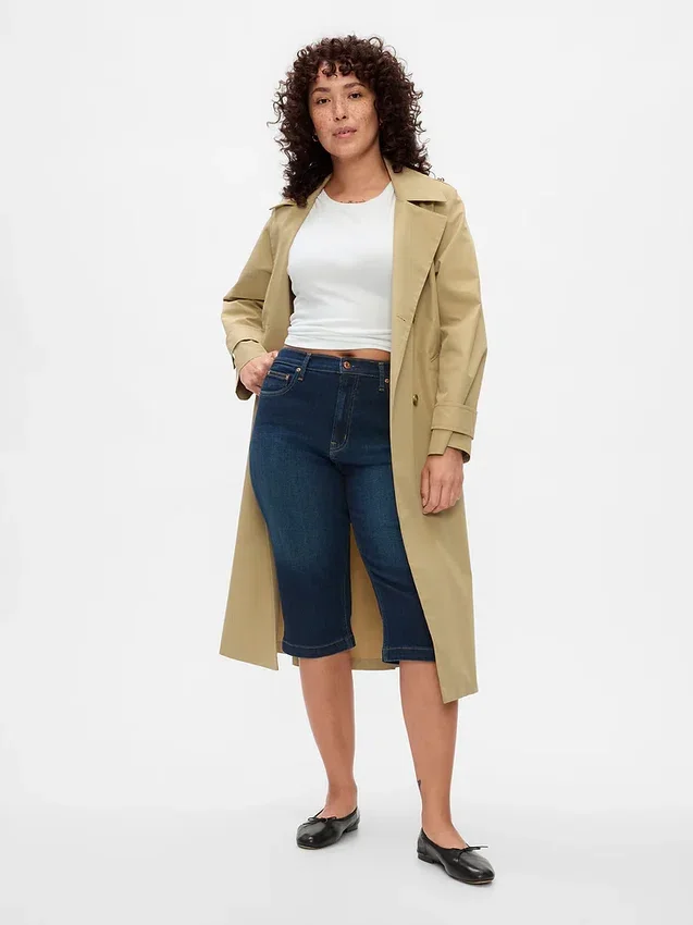Cropped capri-Jeans met hoge taille