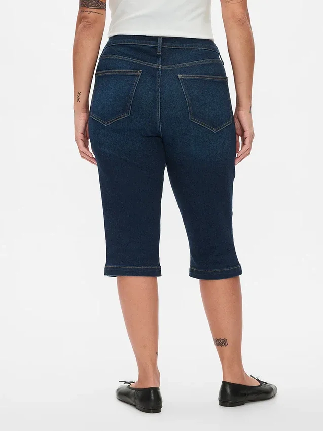Cropped capri-Jeans met hoge taille