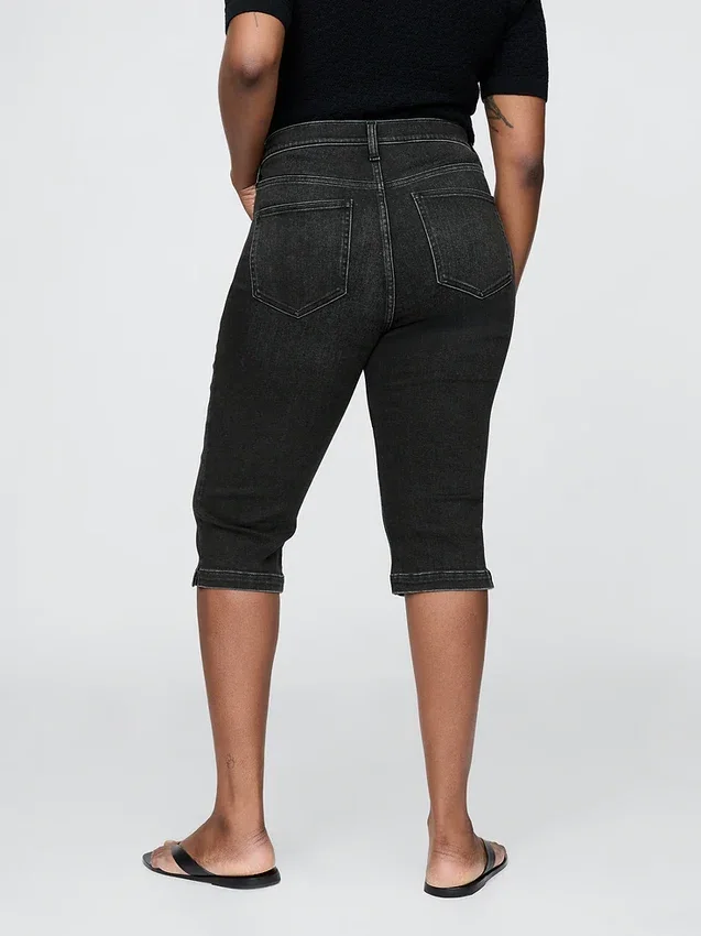 Cropped capri-Jeans met hoge taille