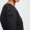 Cropshirt van denim met wijd uitlopende mouwen
