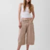 Culotte-broek met middelhoge taille en riem