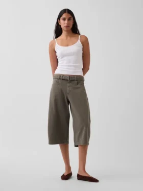 Culotte-broek met middelhoge taille en riem