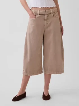 Culotte-broek met middelhoge taille en riem
