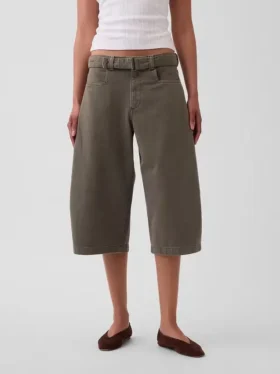 Culotte-broek met middelhoge taille en riem