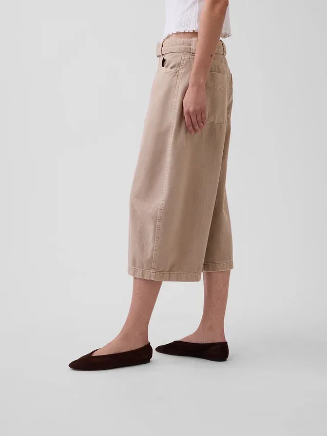 Culotte-broek met middelhoge taille en riem