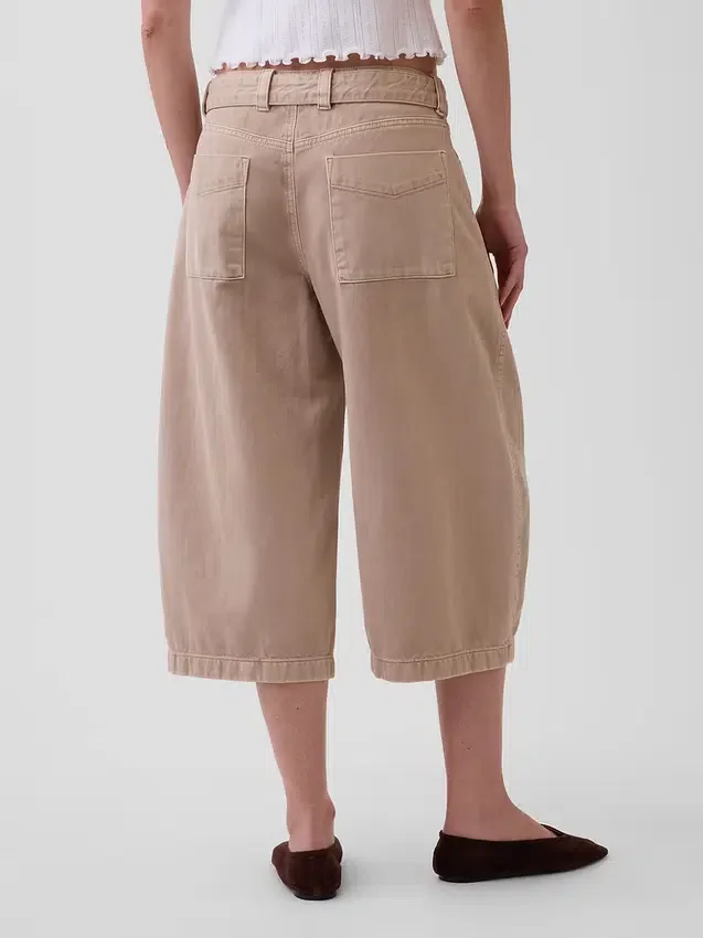 Culotte-broek met middelhoge taille en riem