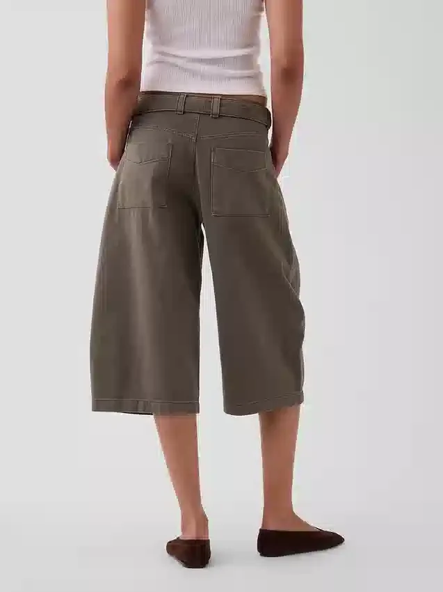Culotte-broek met middelhoge taille en riem