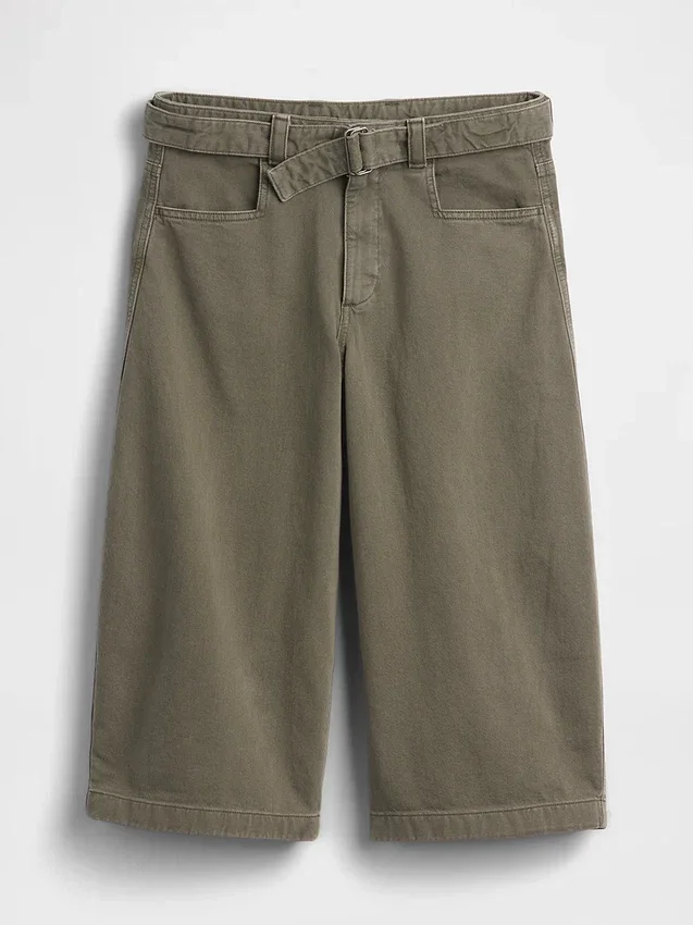 Culotte-broek met middelhoge taille en riem