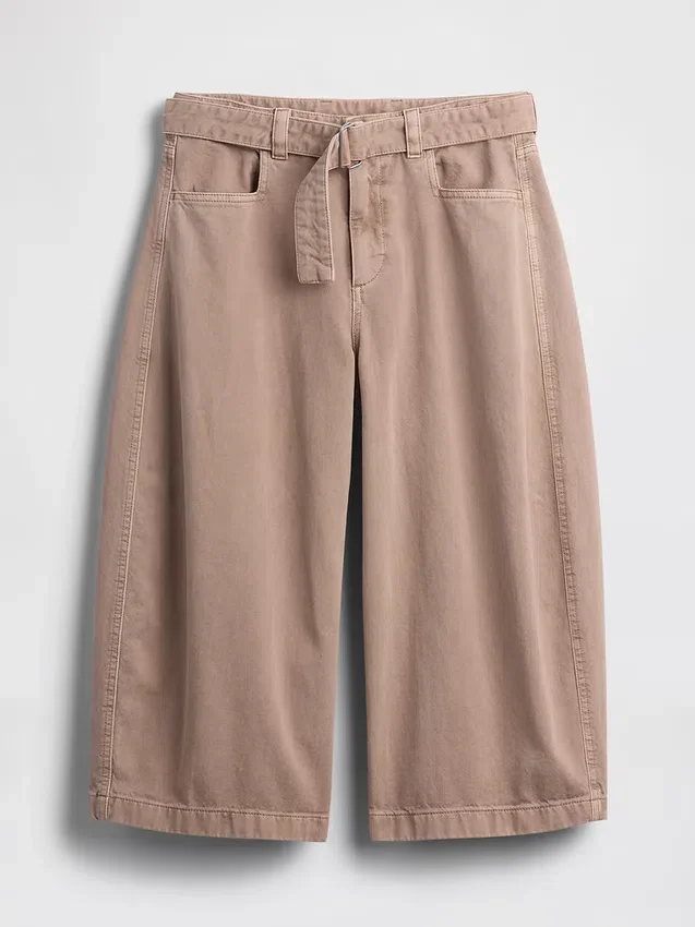 Culotte-broek met middelhoge taille en riem
