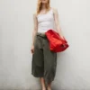 Culotte-broek met middelhoge taille en riem