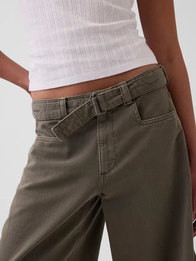 Culotte-broek met middelhoge taille en riem