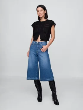 Culotte-Jeans met hoge taille