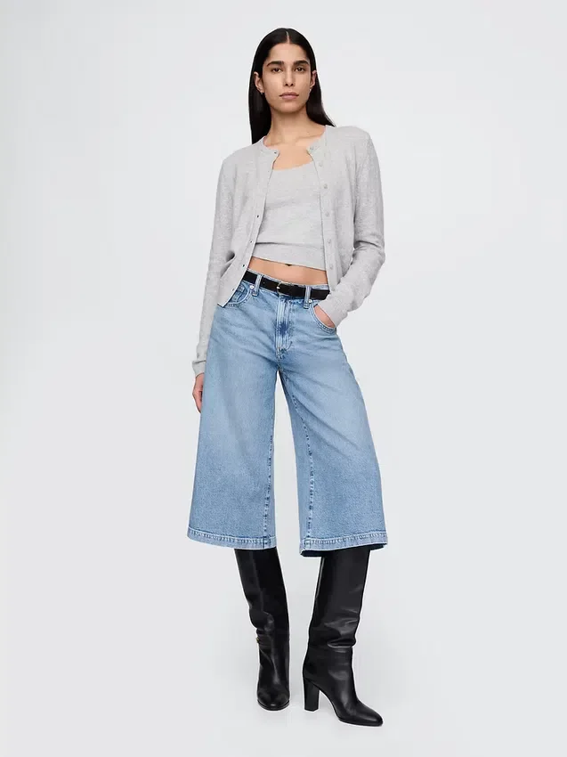 Culotte-Jeans met hoge taille