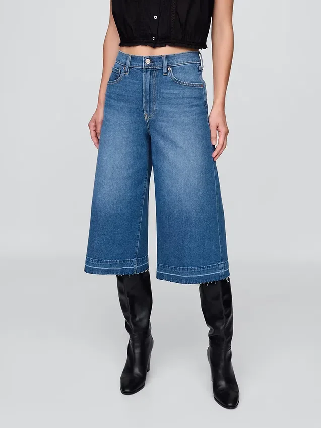 Culotte-Jeans met hoge taille