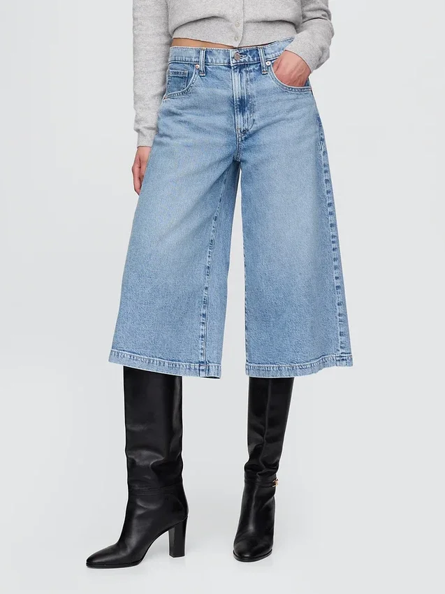 Culotte-Jeans met hoge taille