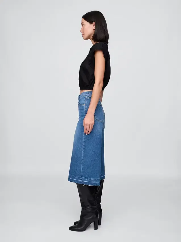 Culotte-Jeans met hoge taille