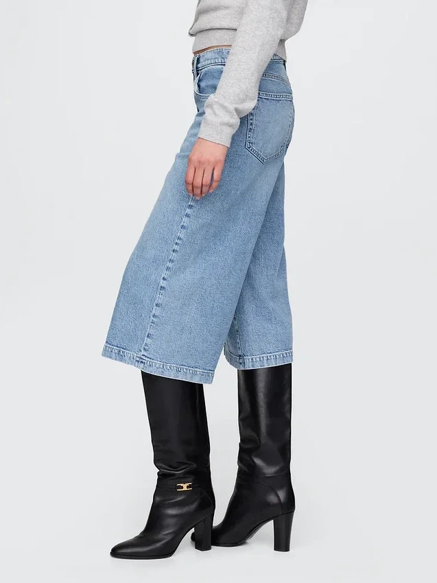 Culotte-Jeans met hoge taille