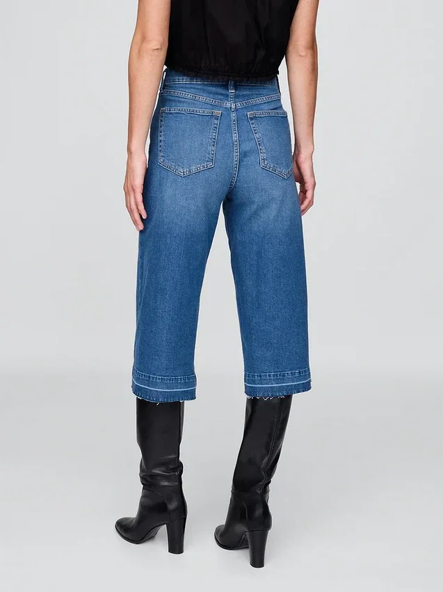 Culotte-Jeans met hoge taille
