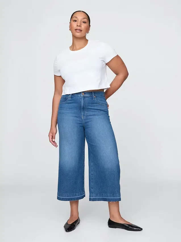 Culotte-Jeans met hoge taille