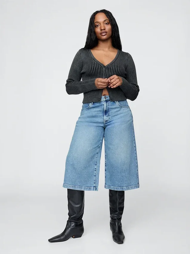 Culotte-Jeans met hoge taille