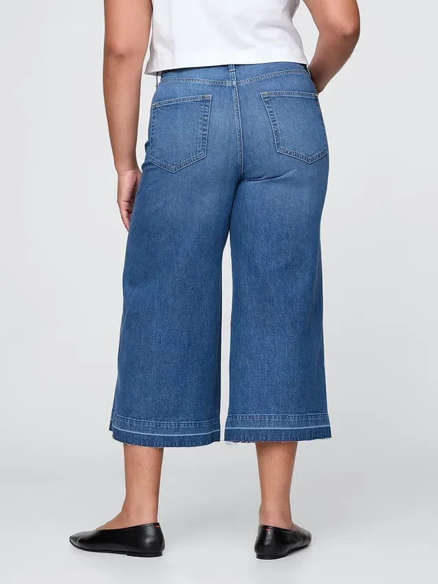 Culotte-Jeans met hoge taille