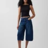 Culotte-Jeans met hoge taille en riem