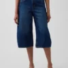 Culotte-Jeans met hoge taille en riem