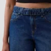 Culotte-Jeans met hoge taille en riem