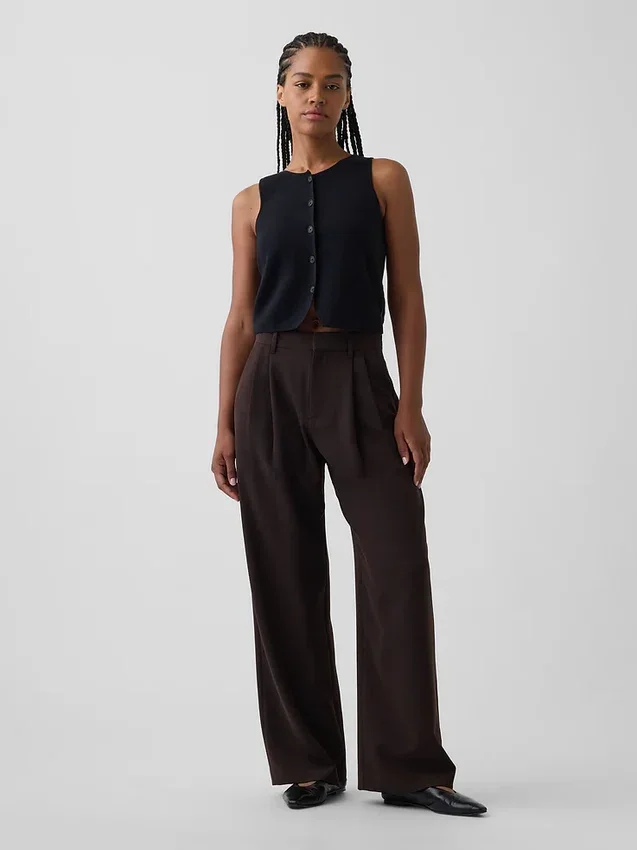Curvy 365 hooggetailleerde broek met plooien