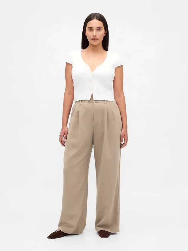 Curvy 365 hooggetailleerde broek met plooien