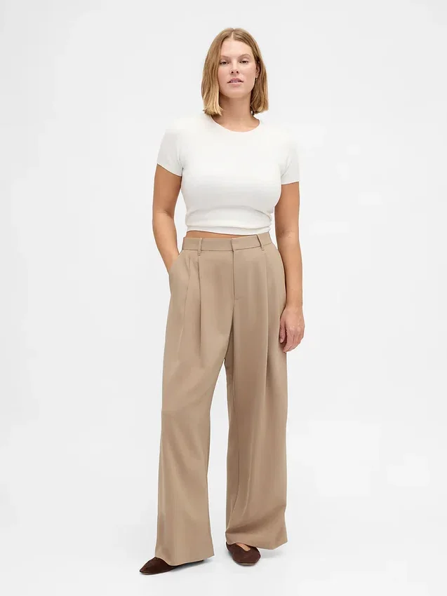 Curvy 365 hooggetailleerde broek met plooien