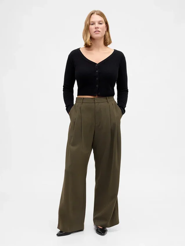 Curvy 365 hooggetailleerde broek met plooien