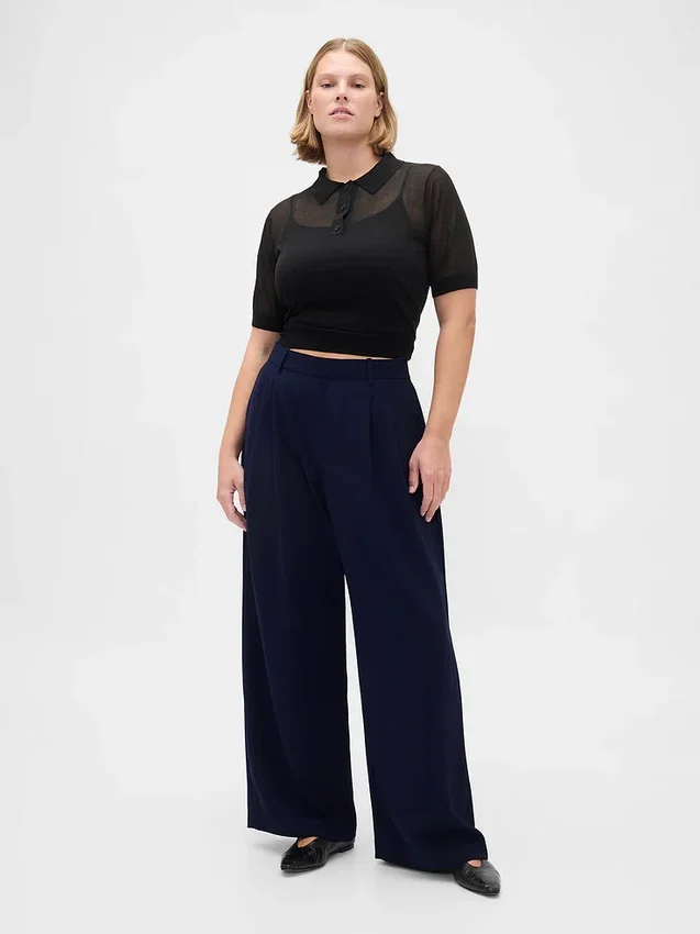 Curvy 365 hooggetailleerde broek met plooien