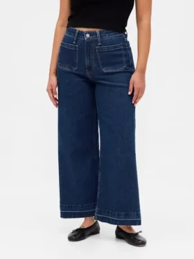 Curvy high-rise jeans met wijde pijpen tot aan de enkels
