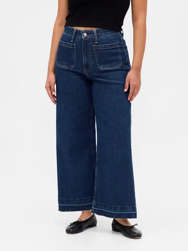 Curvy high-rise jeans met wijde pijpen tot aan de enkels