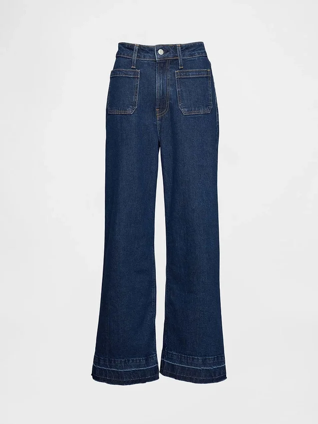 Curvy high-rise jeans met wijde pijpen tot aan de enkels