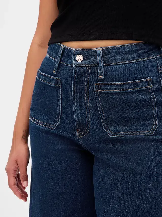 Curvy high-rise jeans met wijde pijpen tot aan de enkels
