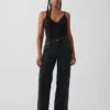 Curvy jeans met hoge taille en wijde pijpen