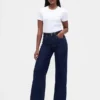 Curvy jeans met hoge taille en wijde pijpen